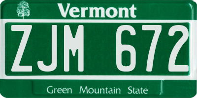 VT license plate ZJM672
