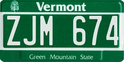 VT license plate ZJM674