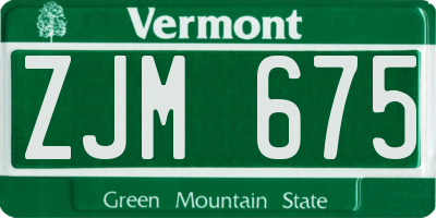 VT license plate ZJM675