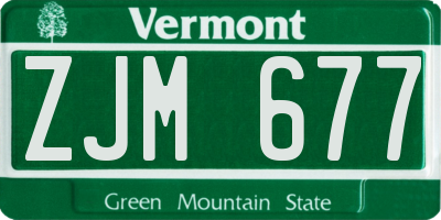 VT license plate ZJM677