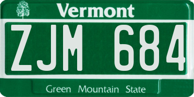 VT license plate ZJM684