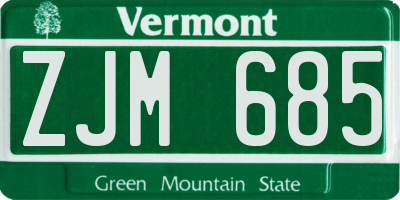 VT license plate ZJM685
