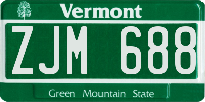 VT license plate ZJM688