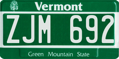 VT license plate ZJM692