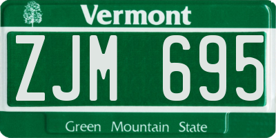 VT license plate ZJM695