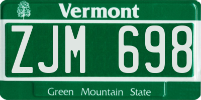 VT license plate ZJM698