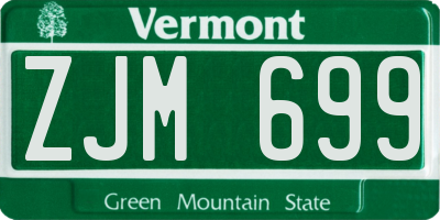 VT license plate ZJM699
