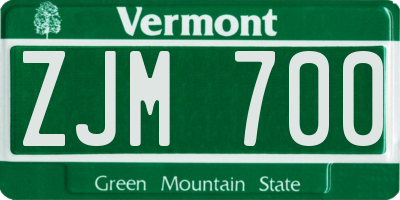 VT license plate ZJM700