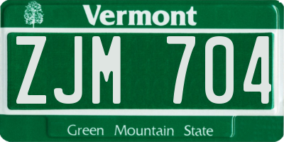 VT license plate ZJM704