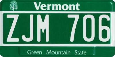 VT license plate ZJM706