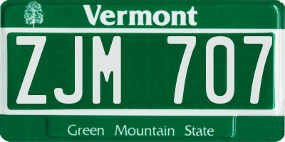 VT license plate ZJM707
