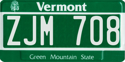 VT license plate ZJM708