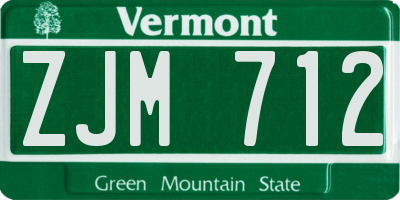VT license plate ZJM712