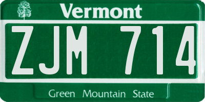VT license plate ZJM714