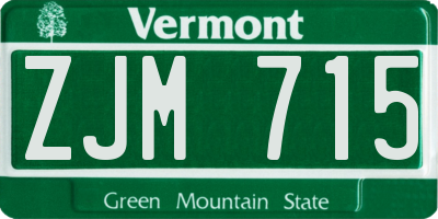 VT license plate ZJM715