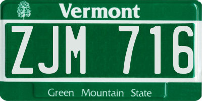 VT license plate ZJM716