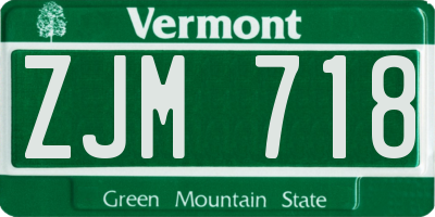 VT license plate ZJM718