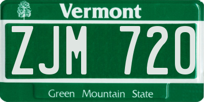 VT license plate ZJM720