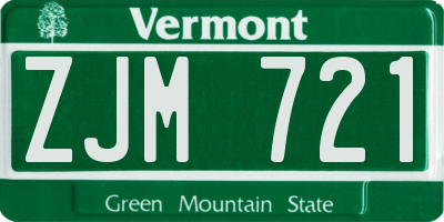 VT license plate ZJM721