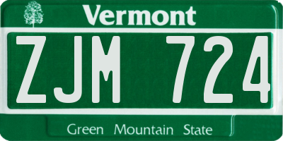VT license plate ZJM724
