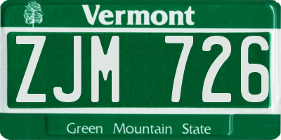 VT license plate ZJM726