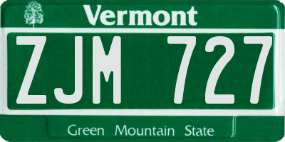 VT license plate ZJM727