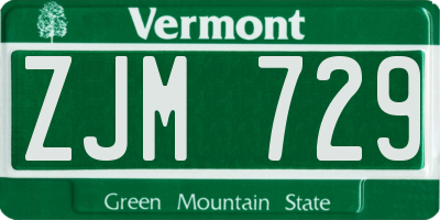 VT license plate ZJM729