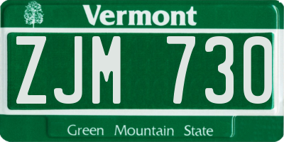 VT license plate ZJM730