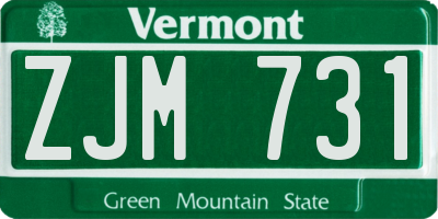 VT license plate ZJM731