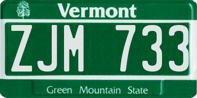VT license plate ZJM733