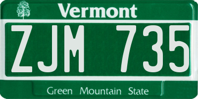 VT license plate ZJM735