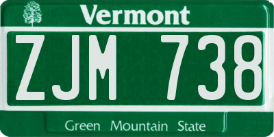 VT license plate ZJM738