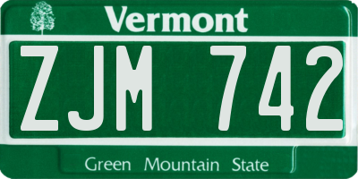 VT license plate ZJM742