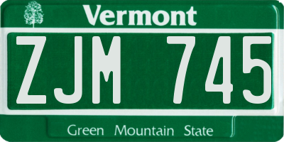 VT license plate ZJM745