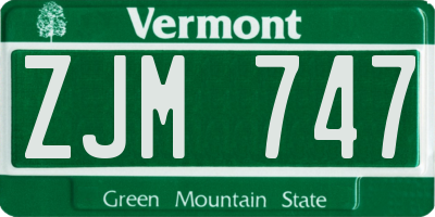 VT license plate ZJM747