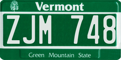 VT license plate ZJM748