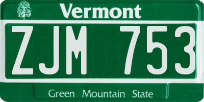 VT license plate ZJM753