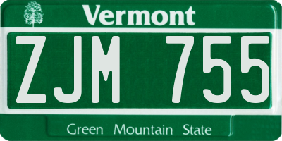 VT license plate ZJM755