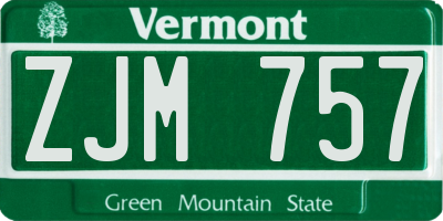 VT license plate ZJM757