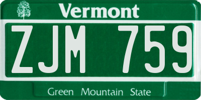 VT license plate ZJM759