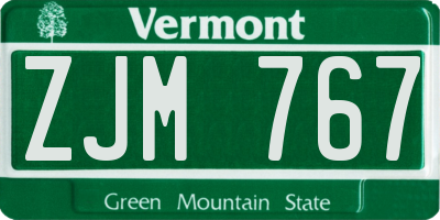 VT license plate ZJM767
