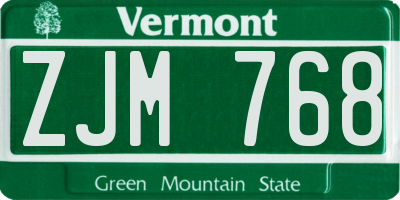 VT license plate ZJM768