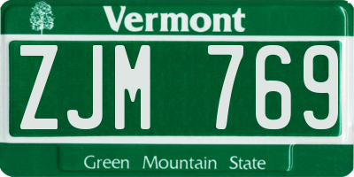 VT license plate ZJM769