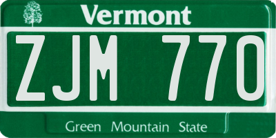 VT license plate ZJM770