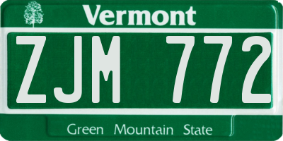 VT license plate ZJM772