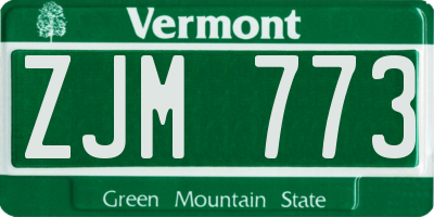 VT license plate ZJM773