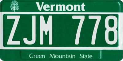 VT license plate ZJM778