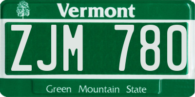 VT license plate ZJM780