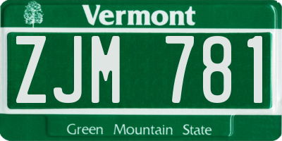 VT license plate ZJM781