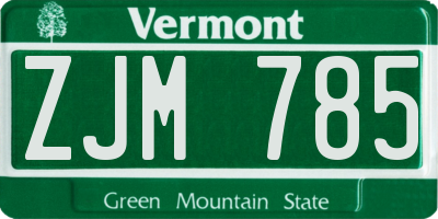 VT license plate ZJM785